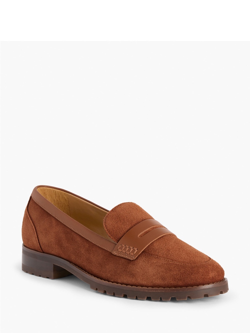 NEW $159 TALBOTS Cassidy Suede Penny Loafers Women's Size 8.5 Cognac - Picture 2 of 12